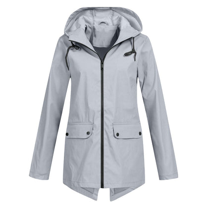 Lieke - Dames Waterdichte Regenjas Herfst met Capuchon en Ritssluiting