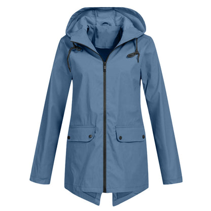 Lieke - Dames Waterdichte Regenjas Herfst met Capuchon en Ritssluiting