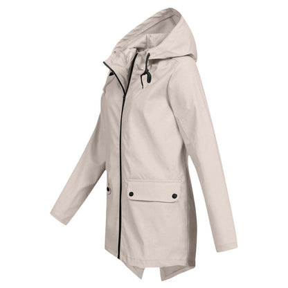 Lieke - Dames Waterdichte Regenjas Herfst met Capuchon en Ritssluiting