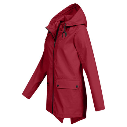 Lieke - Dames Waterdichte Regenjas Herfst met Capuchon en Ritssluiting