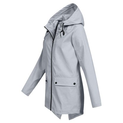 Lieke - Dames Waterdichte Regenjas Herfst met Capuchon en Ritssluiting