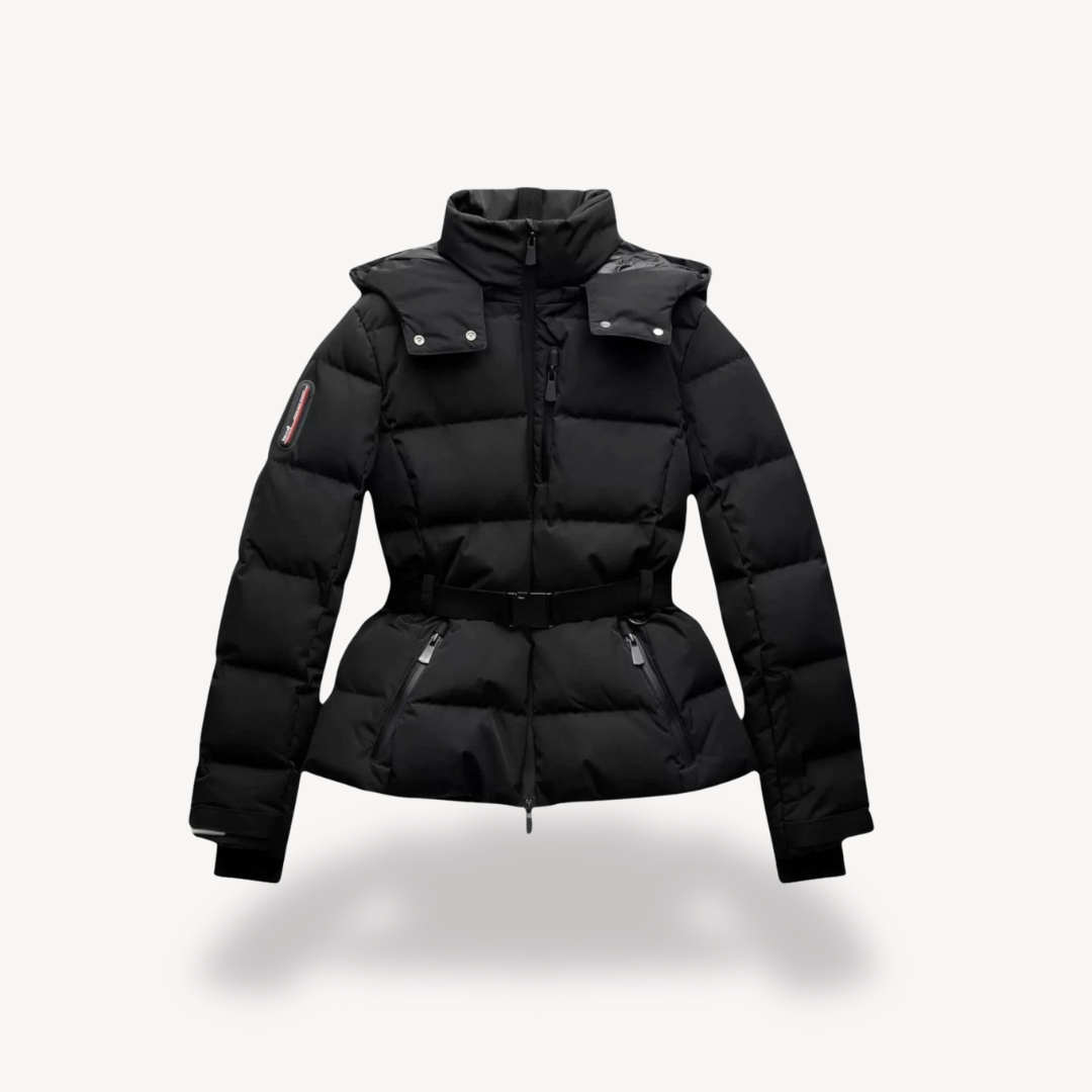 Lieke - Dames Winterjas Korte Parka met Ceintuur en Opstaande Kraag