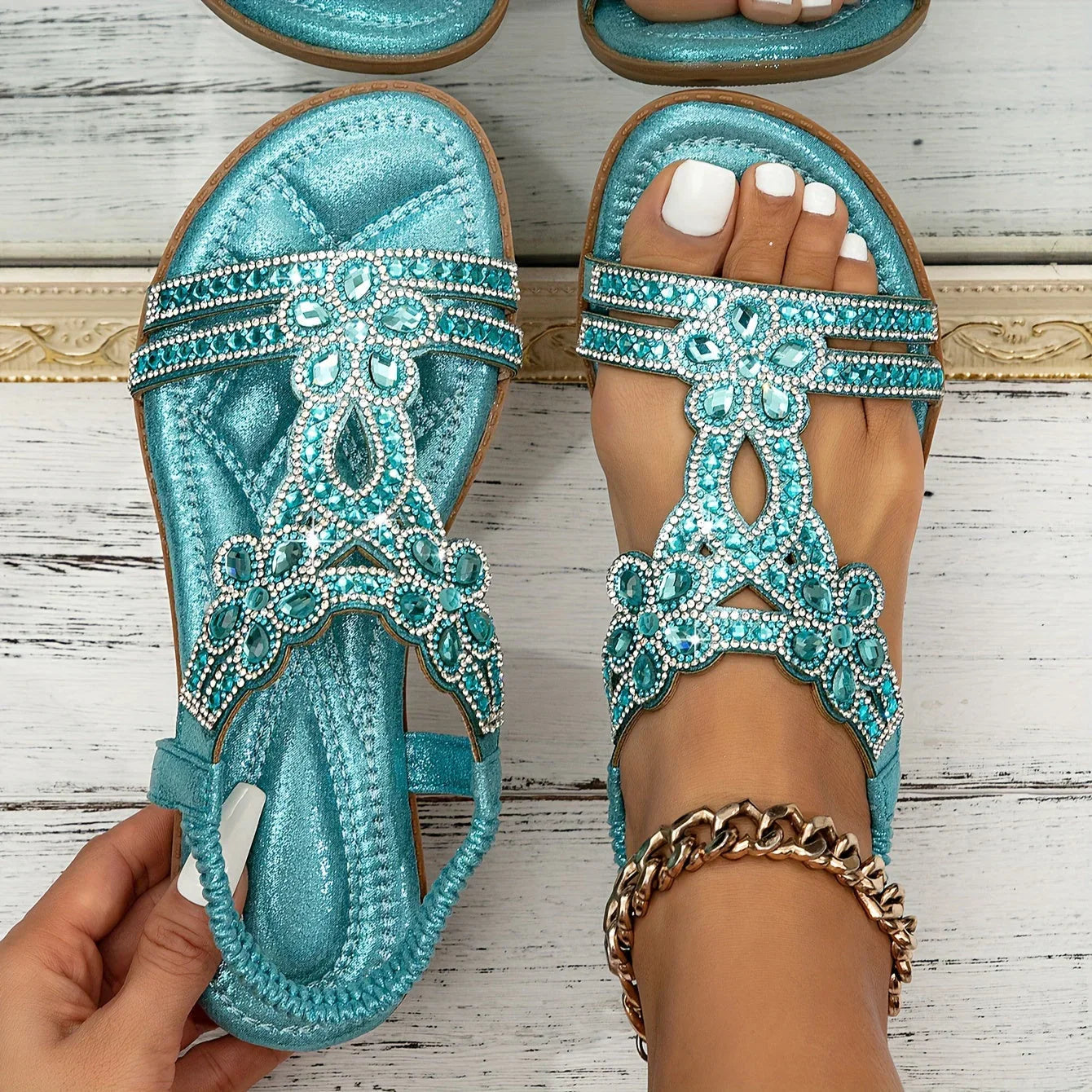Lieke - Feestelijke Orthopedische Sandalen Dames met Sierranden en Strass