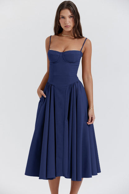 Lien - Romantische Bruiloft Gastenjurk Dames met Bustier en Volumineuze Midi Rok
