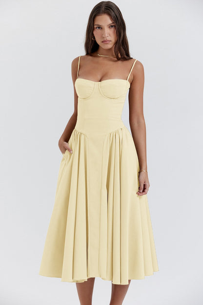 Lien - Romantische Bruiloft Gastenjurk Dames met Bustier en Volumineuze Midi Rok