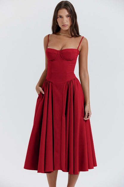 Lien - Romantische Bruiloft Gastenjurk Dames met Bustier en Volumineuze Midi Rok