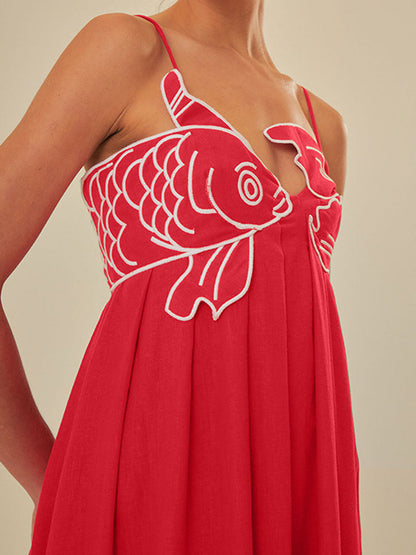 Lotte - Boho Zomerjurk Dames Maxi met Borduursel en Spaghettibandjes