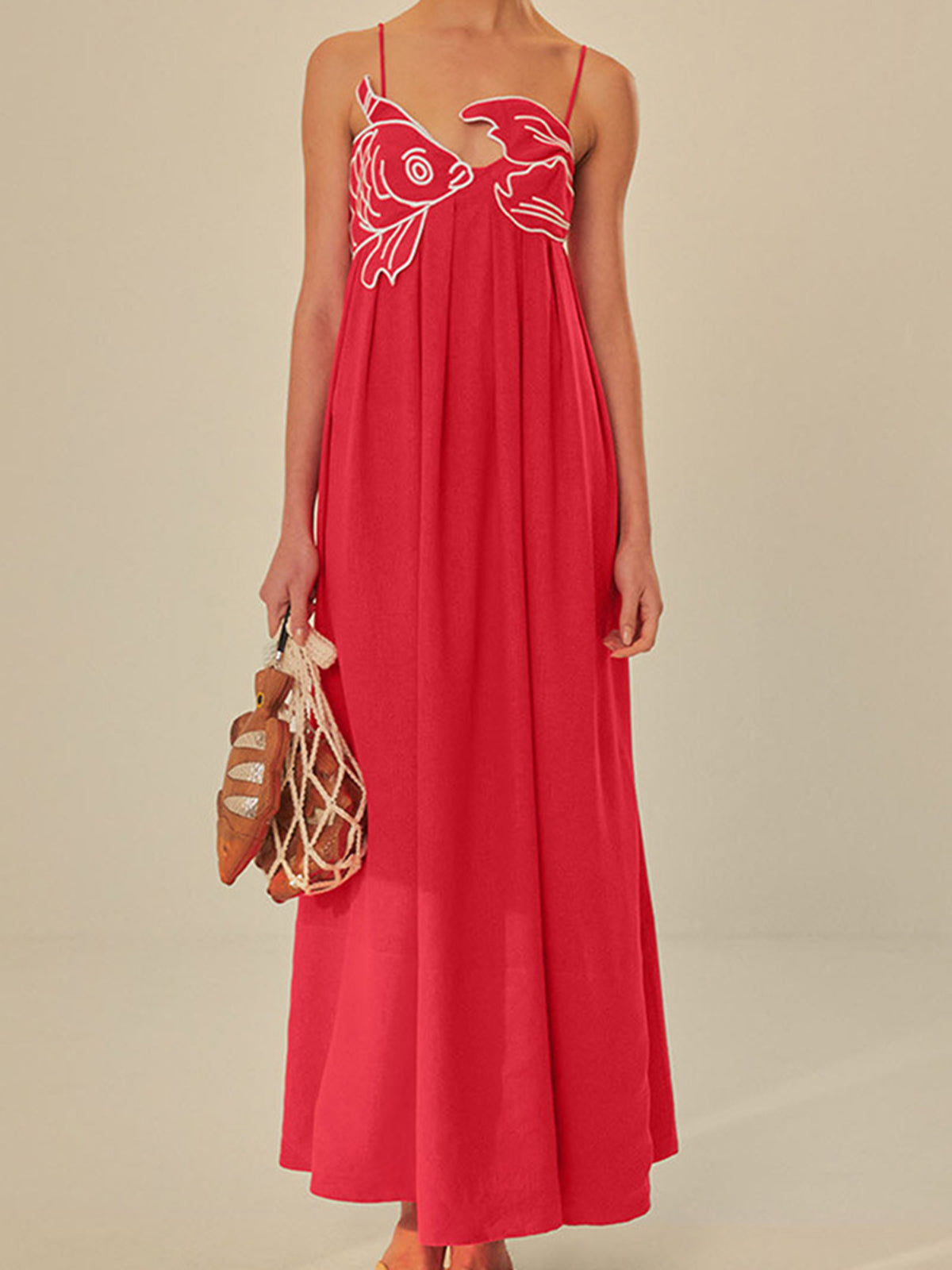 Lotte - Boho Zomerjurk Dames Maxi met Borduursel en Spaghettibandjes