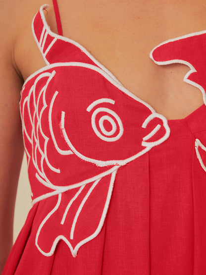 Lotte - Boho Zomerjurk Dames Maxi met Borduursel en Spaghettibandjes