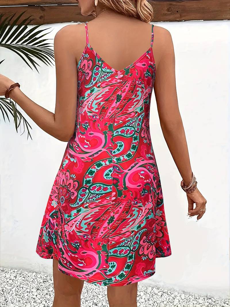 Lotte - Boho Zomerjurk Dames met Spaghettibandjes en Paisley Print