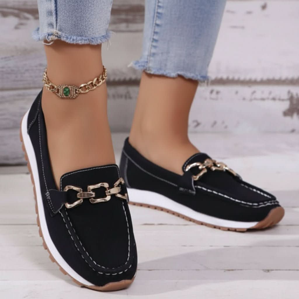 Lotte - Comfortabele Orthopedische Loafers Dames met Gouden Kettingdetail