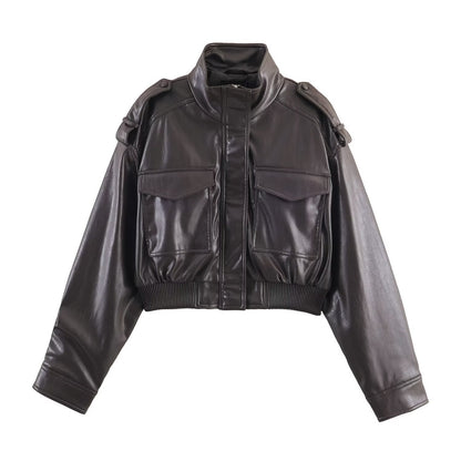 Lotte - Dames Jas Cropped voor de Herfst met Opstaande Kraag