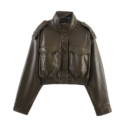 Lotte - Dames Jas Cropped voor de Herfst met Opstaande Kraag