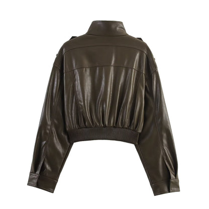 Lotte - Dames Jas Cropped voor de Herfst met Opstaande Kraag