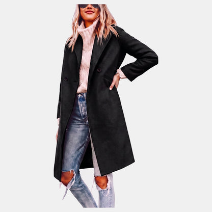 Lotte - Dames Trenchcoat Lang voor de Winter met Dubbele Knopenrij