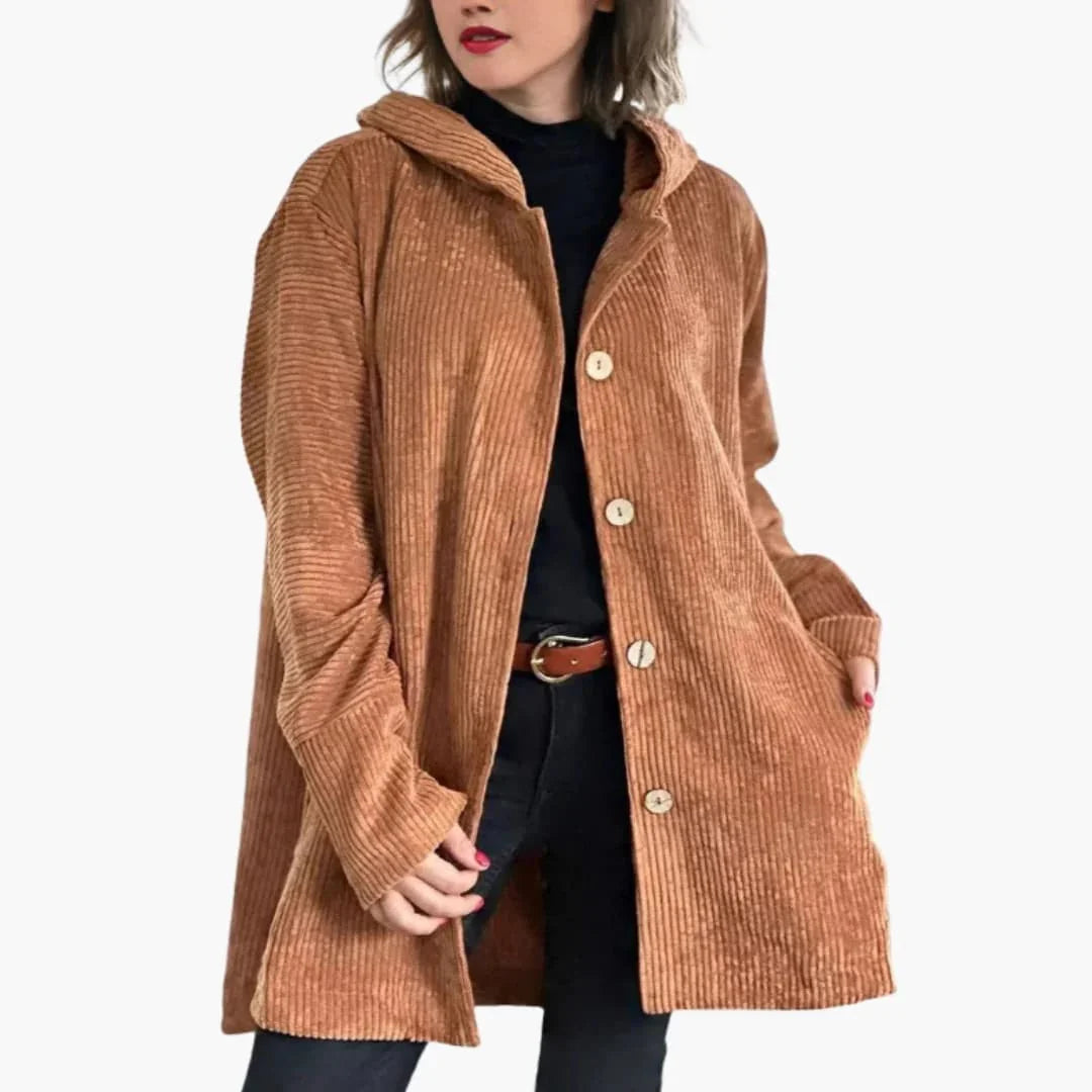 Lotte - Dames Tussenjas Corduroy Stijl Geribd Oversized met Knoopsluiting