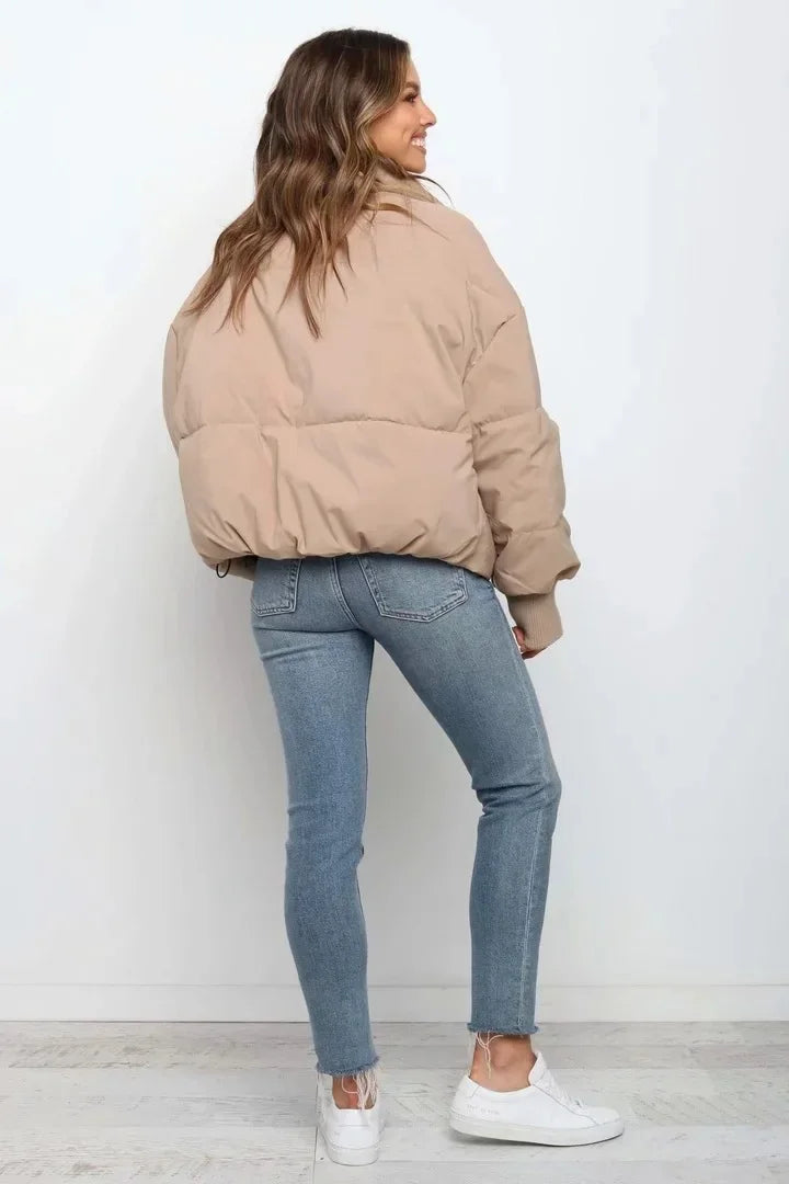 Lotte - Dames Winterjas Puffer Kort met Opstaande Kraag en Ritssluiting