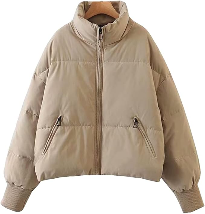 Lotte - Dames Winterjas Puffer Kort met Opstaande Kraag en Ritssluiting