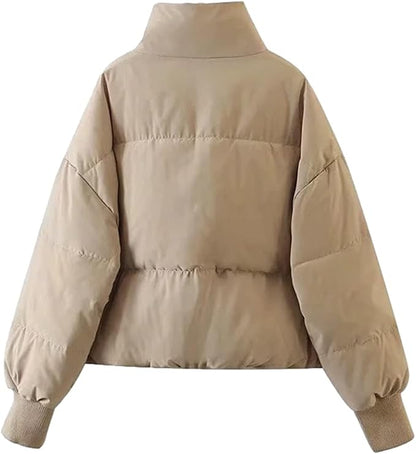 Lotte - Dames Winterjas Puffer Kort met Opstaande Kraag en Ritssluiting