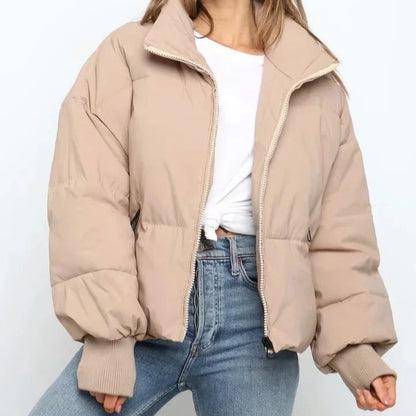Lotte - Dames Winterjas Puffer Kort met Opstaande Kraag en Ritssluiting