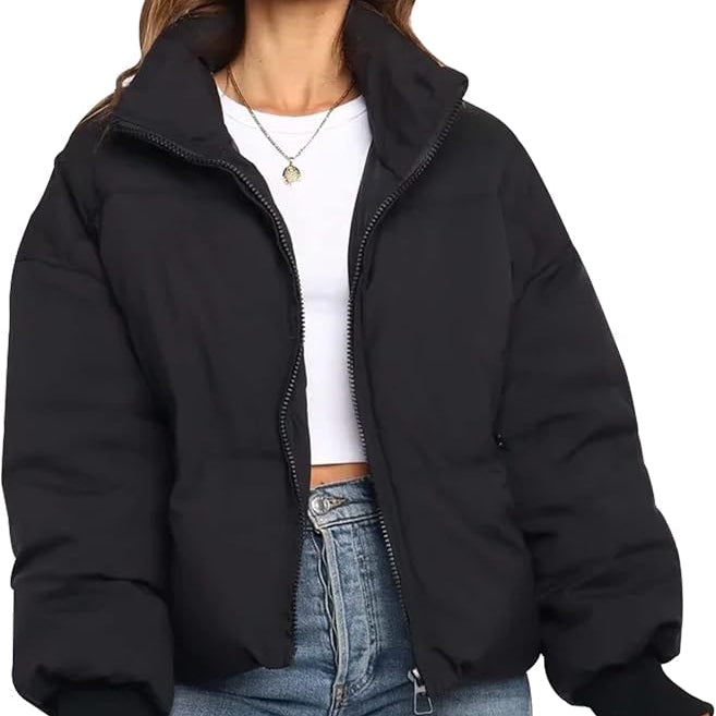 Lotte - Dames Winterjas Puffer Kort met Opstaande Kraag en Ritssluiting