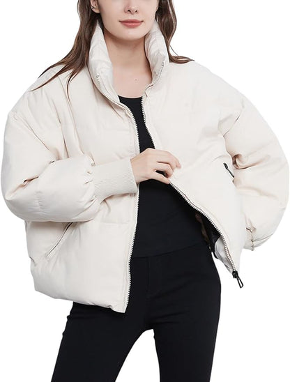 Lotte - Dames Winterjas Puffer Kort met Opstaande Kraag en Ritssluiting