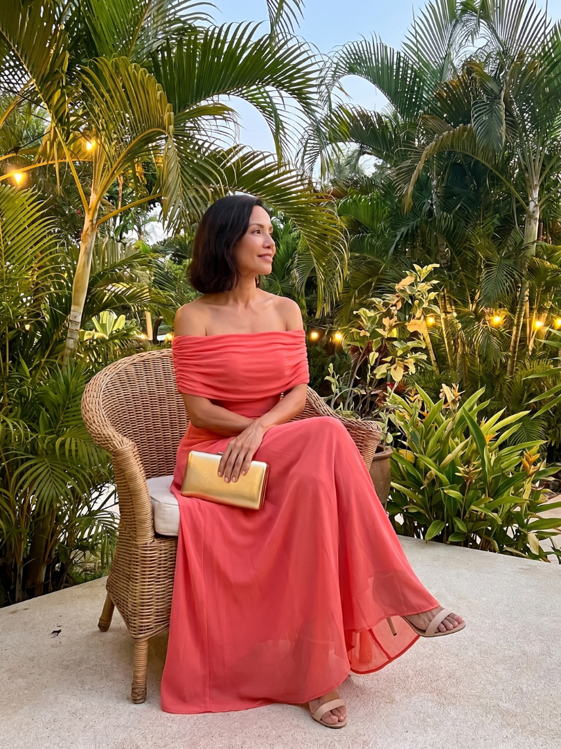 Lotte - Romantische Bruiloft Gast Jurk Dames met Off-Shoulder Hals en Sierlijke Maxi Rok