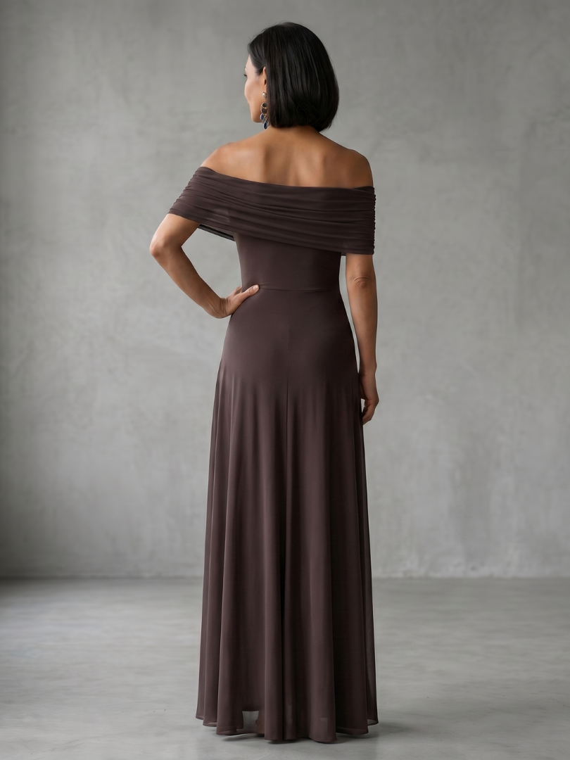 Lotte - Romantische Bruiloft Gast Jurk Dames met Off-Shoulder Hals en Sierlijke Maxi Rok
