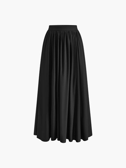 Lotte - Stijlvolle Linnen Rok Dames Maxi met Wijde Uitlopende Rok en Elastische Taille