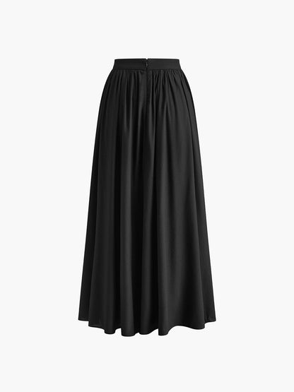 Lotte - Stijlvolle Linnen Rok Dames Maxi met Wijde Uitlopende Rok en Elastische Taille
