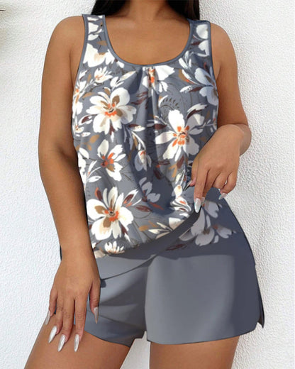 Lotte - Stijlvolle Tankini Set Dames met Bloemenprint en Zwemshort