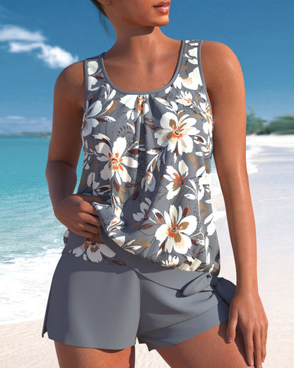 Lotte - Stijlvolle Tankini Set Dames met Bloemenprint en Zwemshort