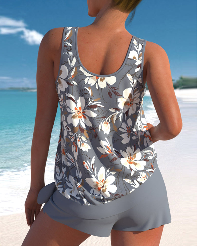 Lotte - Stijlvolle Tankini Set Dames met Bloemenprint en Zwemshort