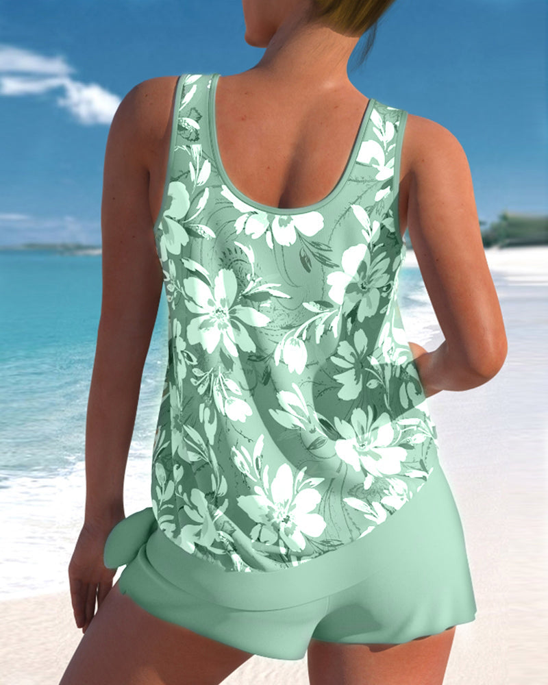 Lotte - Stijlvolle Tankini Set Dames met Bloemenprint en Zwemshort