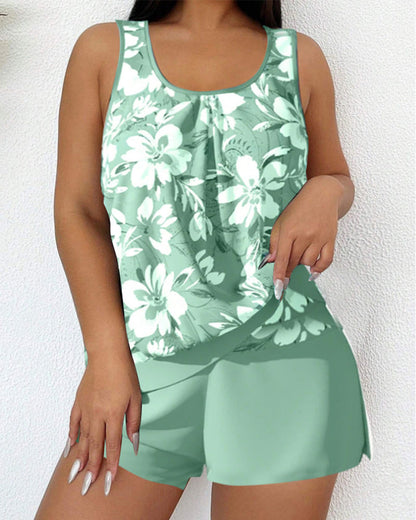 Lotte - Stijlvolle Tankini Set Dames met Bloemenprint en Zwemshort