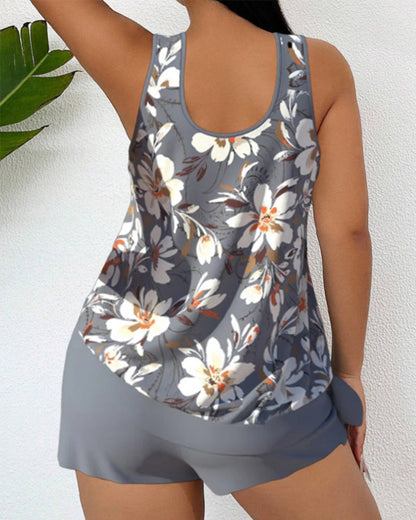 Lotte - Stijlvolle Tankini Set Dames met Bloemenprint en Zwemshort
