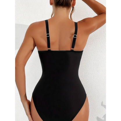 Lotte - Vormgevend Badpak Dames met Transparante Inzet en Diep Decolleté