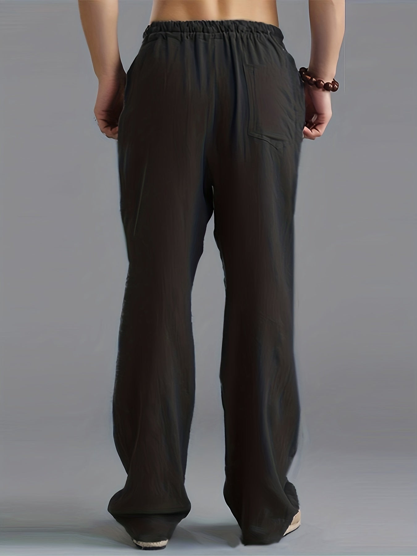 Lucas - Casual Linnen Broek Heren met Ruimvallende Pijpen en Elastische Taille