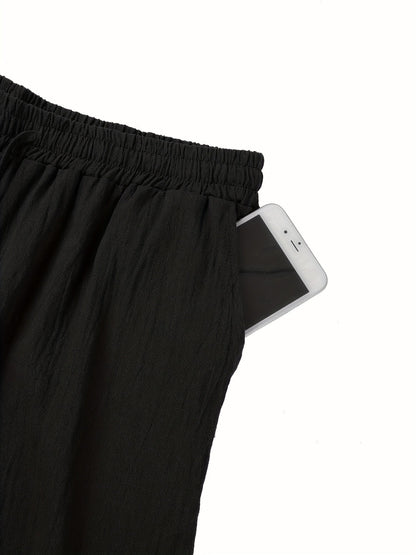 Lucas - Casual Linnen Broek Heren met Ruimvallende Pijpen en Elastische Taille