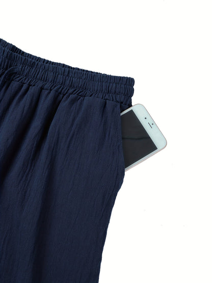 Lucas - Casual Linnen Broek Heren met Ruimvallende Pijpen en Elastische Taille