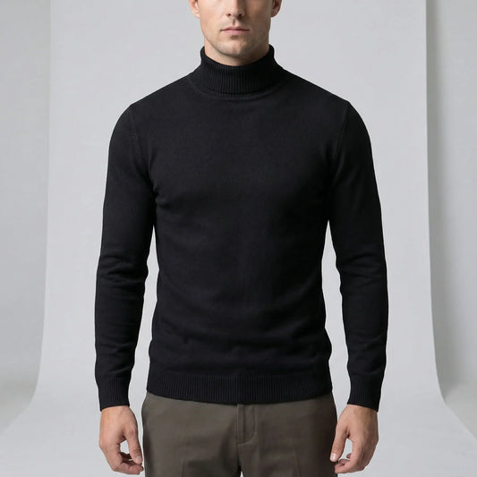 Luuk - Heren Coltrui Gebreid Net en Warm met Slim Fit en Geribde Boorden