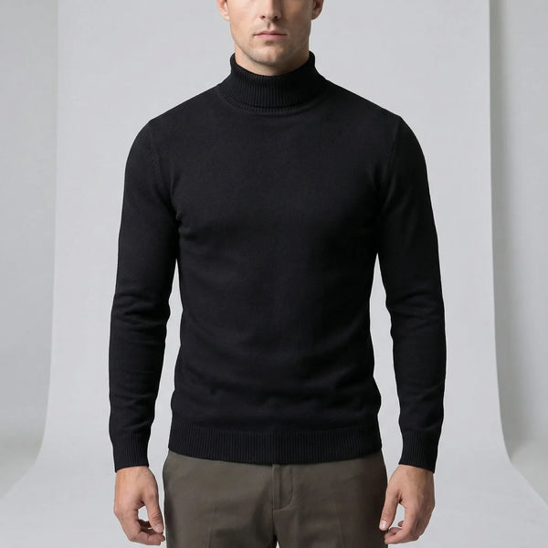 Luuk - Heren Coltrui Gebreid Net en Warm met Slim Fit en Geribde Boorden