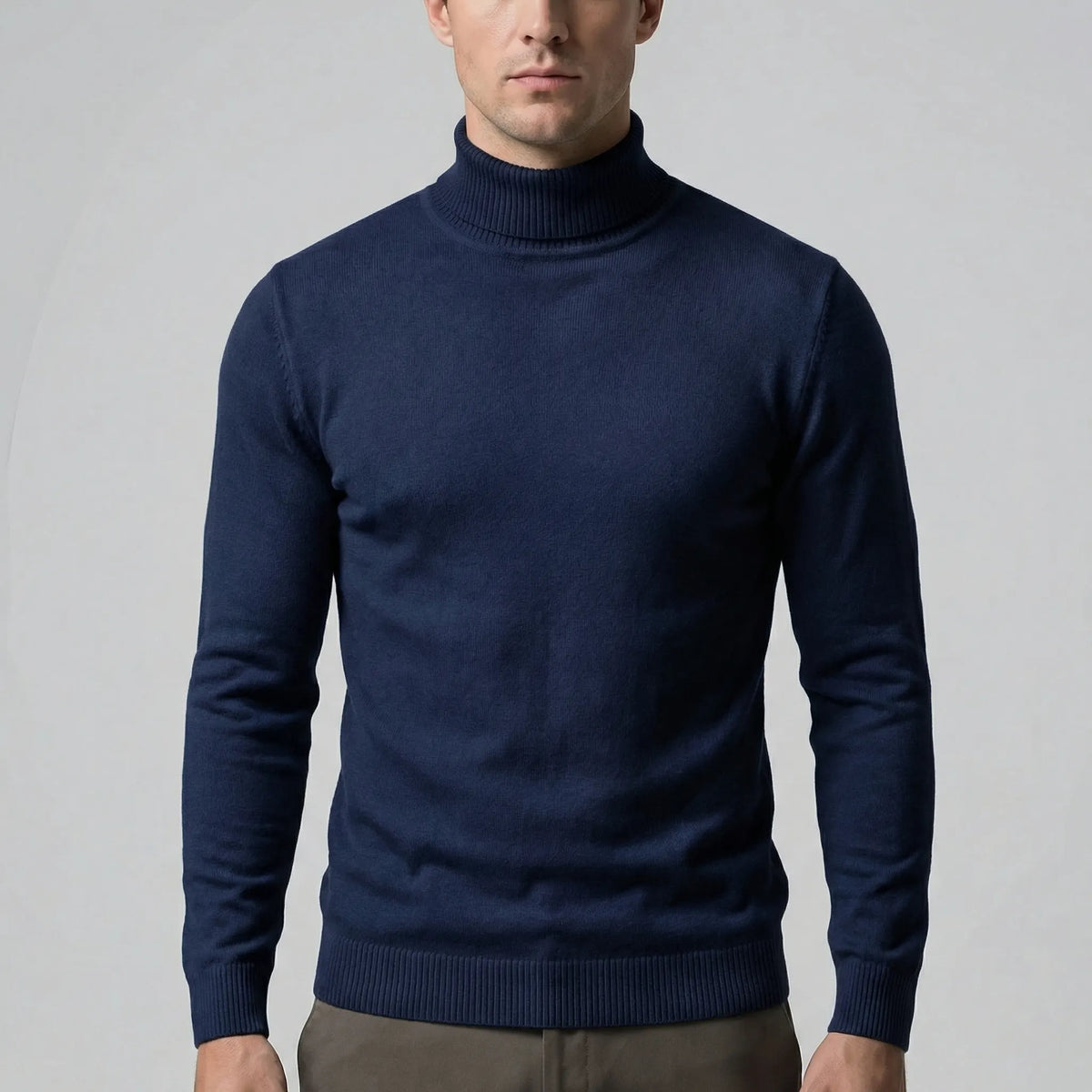 Luuk - Heren Coltrui Gebreid Net en Warm met Slim Fit en Geribde Boorden