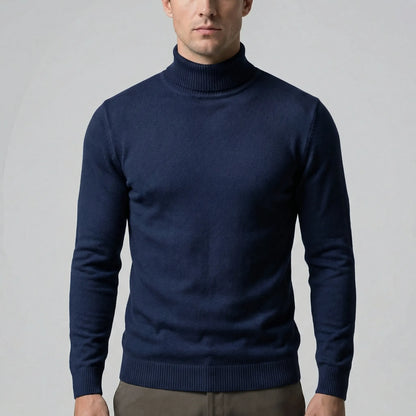 Luuk - Heren Coltrui Gebreid Net en Warm met Slim Fit en Geribde Boorden