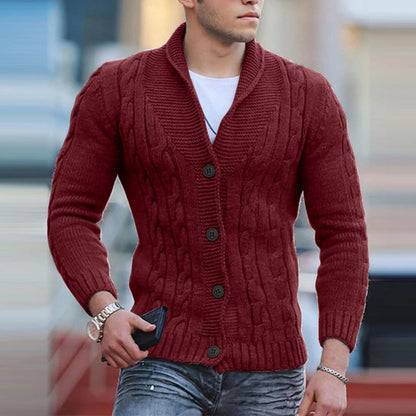 Luuk - Heren Gebreid Vest met Sjaalkraag en Kabelmotief voor de Herfst