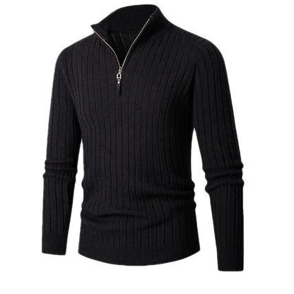 Luuk - Heren Half Zip Trui Geribbeld in Nette Stijl met Opstaande Kraag