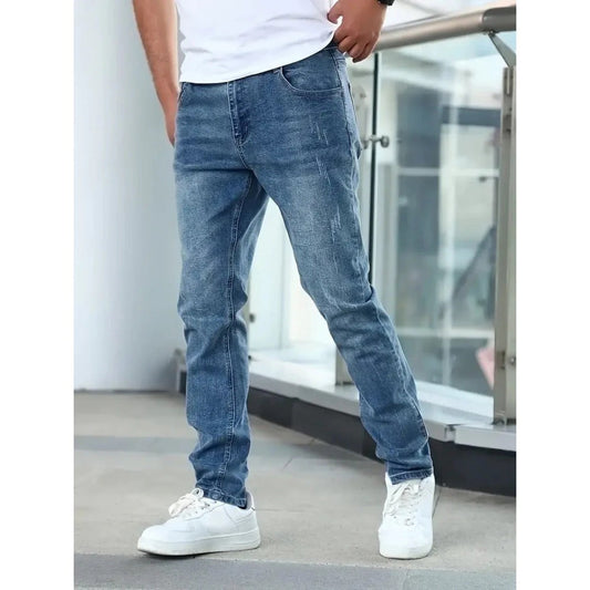 Luuk - Heren Jeans Straight Leg met Verwassen Look en Klassieke Vijf Zakken