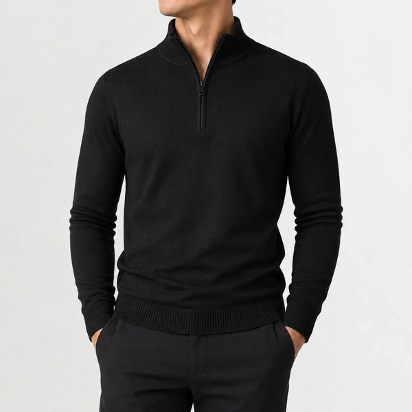 Luuk - Heren Trui Quarter Zip Gebreid in Nette Stijl met Opstaande Kraag