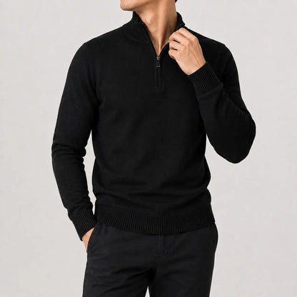 Luuk - Heren Trui Quarter Zip Gebreid in Nette Stijl met Opstaande Kraag