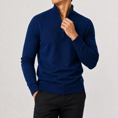 Luuk - Heren Trui Quarter Zip Gebreid in Nette Stijl met Opstaande Kraag